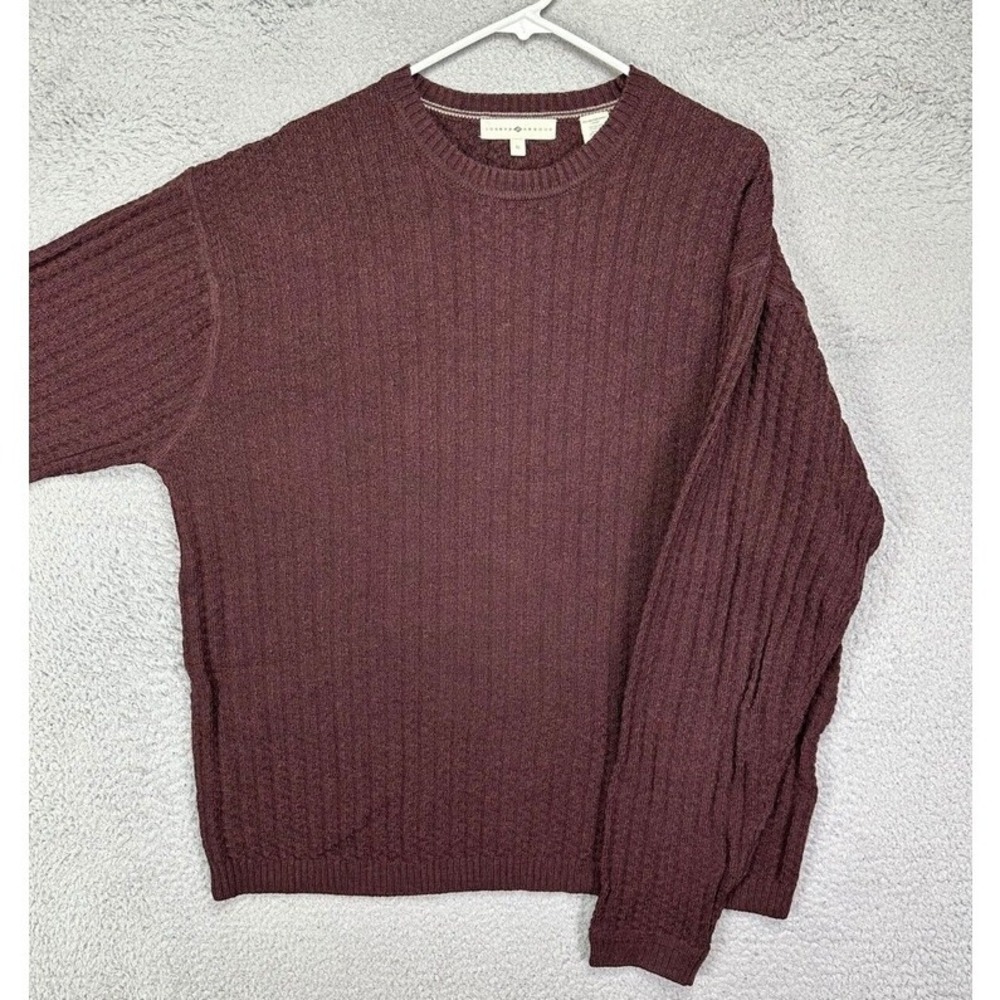 Joseph Abboud Sweater Mens XL Maroon 100% Merino Wool Knit Crew Neck Long Sleeve